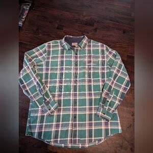 L.L. Bean Green and White Plaid Men's Shirt, Mens L/XL